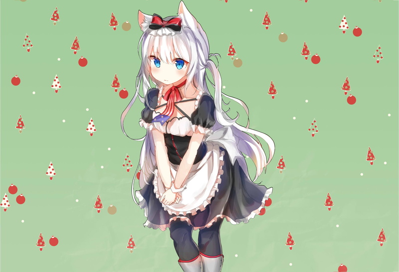 loli, anime, cat girl, 1080P, maid, blue eyes, anime girls, animal ears, neko ears, cats