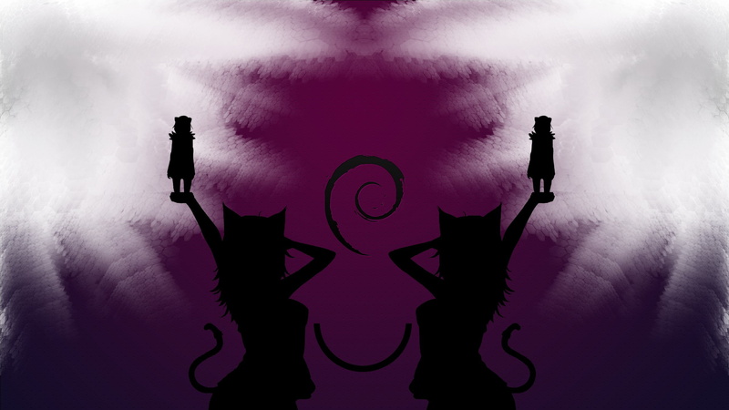 debian, loli, terminal, gnu, snow, root, 2K, neko, linux, splash