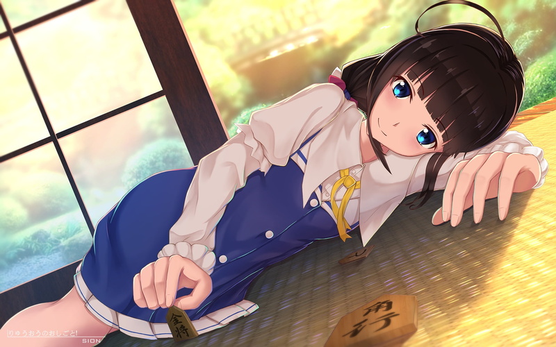 lifestyles, toy, nature, hinatsuru ai, ryuuou no oshigoto, lying down, representation, leisure activity, blue eyes, childhood, day, real people, women