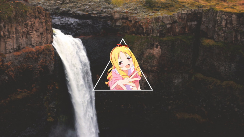 waterfall, solid, architecture, 1080P, water, Elf Yamada, rock formation, blurred, loli, stone wall, motion, representation, wall - building feature, toy