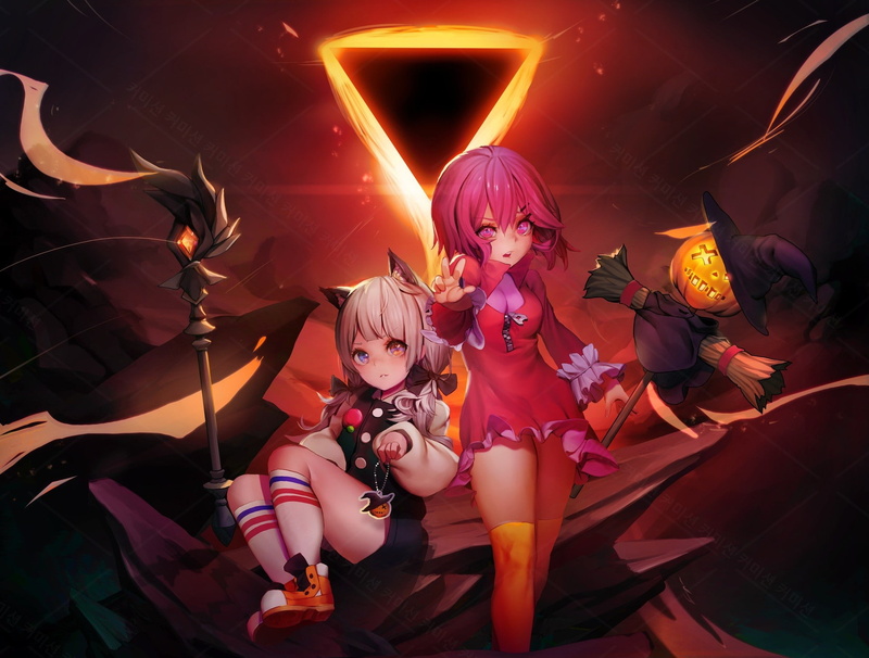 loli, witch hat, heterochromia, 1080P, witch, Halloween