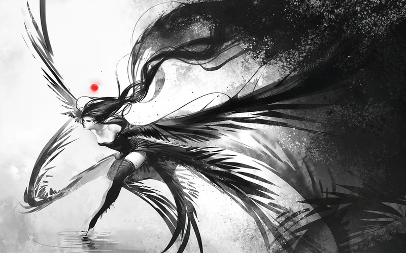 fantasy, 1920x1200 px, px, long, Black, monochrome, water, thigh, sunsets, wome, hd, white, x, art, hair, nature, women, Running, Dress, 1080P, wings