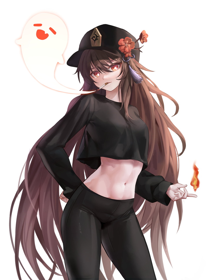 Genshin Impact, 2K, belly, Hutao(Genshin Impact), bodystockings, anime girls