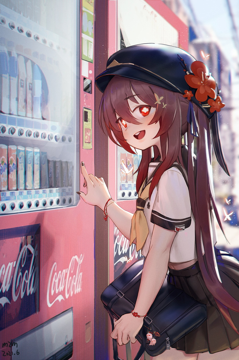 2K, school uniform, anime girls, Genshin Impact, Hutao(Genshin Impact)