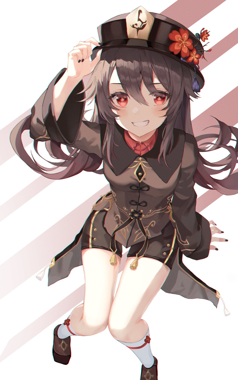 Genshin Impact, anime girls, thighs, Hutao(Genshin Impact), 4K, socks