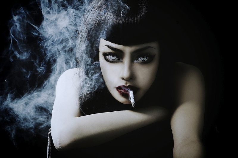 cigarettes, 1080P, portrait, Caucasian, gray eyes, model, brunette, women, smoking