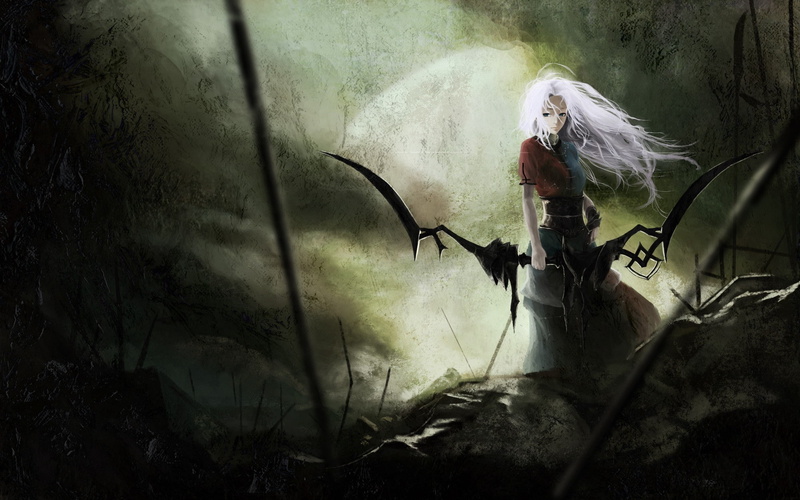 anime girls, archer, fantasy girl, fantasy art, bow, anime, white hair, 1080P, digital art