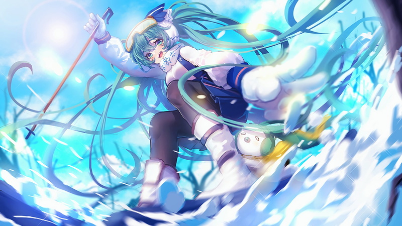 illuminated, motion, nature, Vocaloid, exercising, low angle view, anime, 1080P, Snow Miku 2016, indoors, full length, Hatsune Miku, people, blue, adult