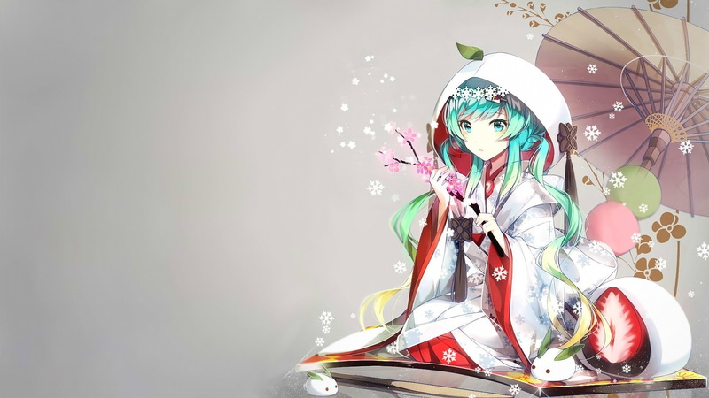 vocaloid, kimono, Hatsune Miku, anime, Anime Girls, 1080P, Yuki Miku