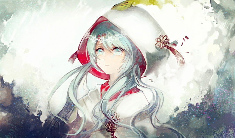 Hatsune Miku, crying, Yuki Miku, Vocaloid, 720P, silver hair