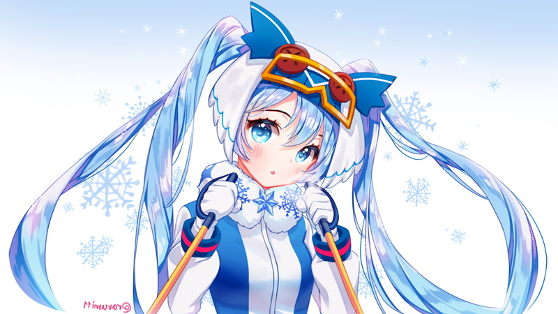 1080P, Hatsune Miku, Yuki Miku, anime, Snow Miku 2016, vocaloid