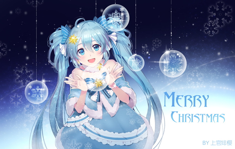 konachan, watermark, bow, yuki, dress, 257273, vocaloid, miku, christmas, 720P, hair, com, shangguan, hatsune, eyes, aqua, feiying, long, twintails