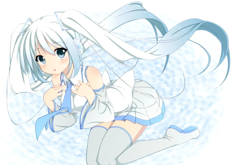 illustration, blue, yuki, eyes, 2K, anime, hatsune, hair, long, character, white, female, haired, twintails, miku, vocaloid