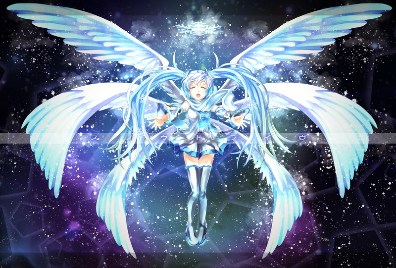 k2pudding, stars, hatsune, 1080P, miku, yuki, wings, vocaloid