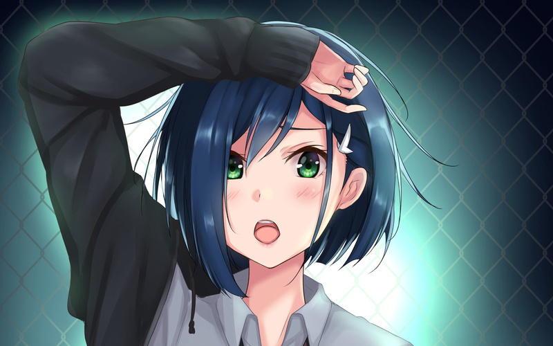 sunlight, shape, day, green eyes, 1080P, anime girls, portrait, anime, human representation, Darling in the FranXX, front view, close-up, young adult