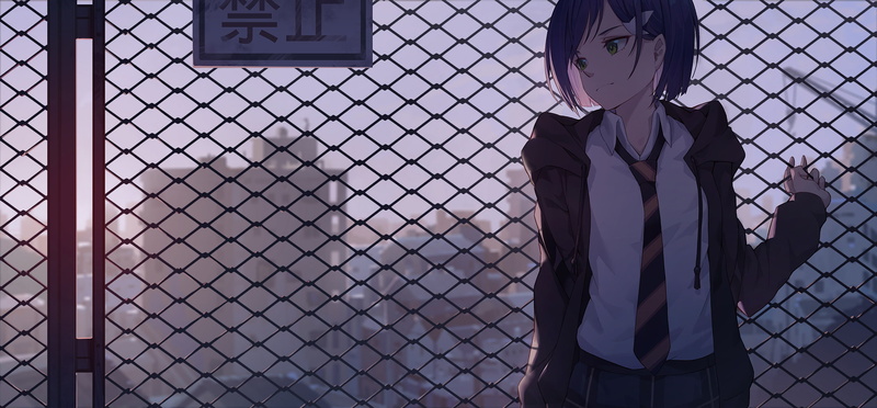 short hair, sky, anime girls, Darling in the FranXX, anime, Ichigo (Darling in the FranXX), 1080P, green eyes