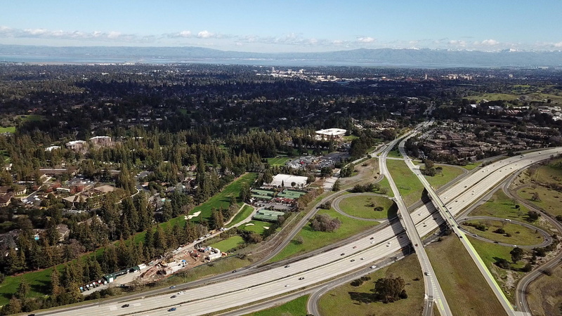 aerial view, sand hill road, stanford, i-280, high angle view, nature, san francisco bay area, infrastructure, way, environment, residential district, cityscape