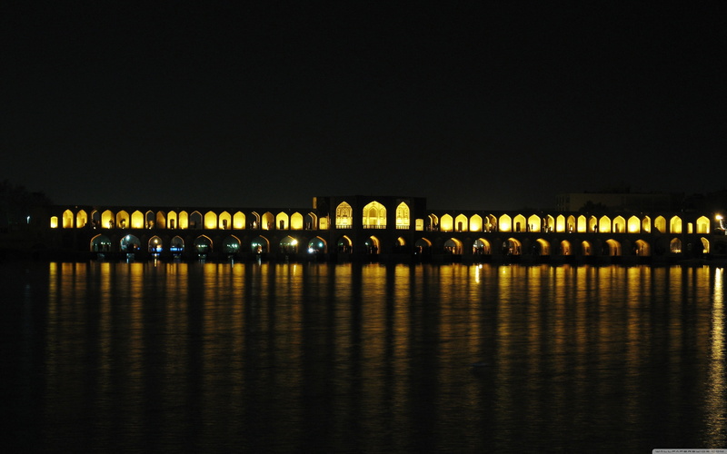 bridge - man made structure, lighting equipment, reflection, connection, sky, architecture, illuminated, bridge, transportation, Iran, copy space, no people