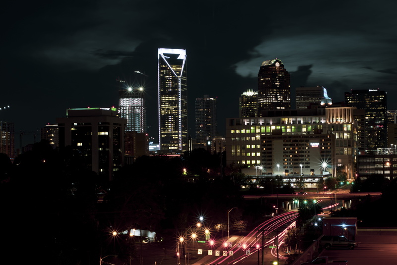 asphalt, high rise, modern, sky, urban, architecture, cityscape, photography, financial district, north carolina, charlotte, road, office building, 5K