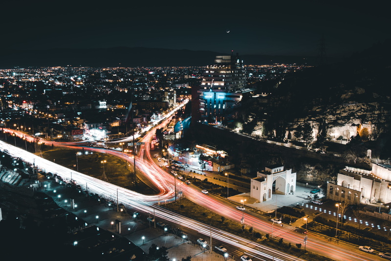 long exposure, overpass, built structure, aerial, sky, cars, office building exterior, longexposure, hotel, 5K, transportation, illuminated, intersection