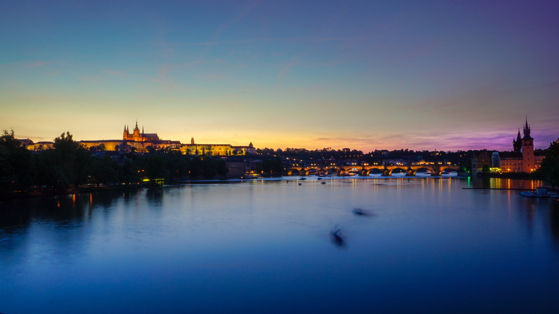 red sky, sky, gradient, no people, calm, prague, float, river, waterfront, architecture, city, dawn, urban, sunrise, water, 5K, built structure, yellow