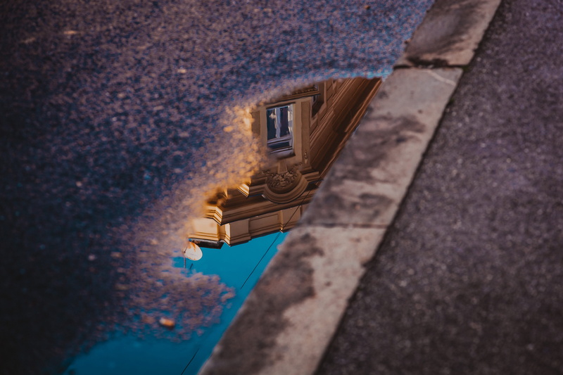 road, europe, reflection, sunny, building Exterior, building, pavement, fall, travel, photo, urban, old, city, water, architecture, autumn, 5K, closeup