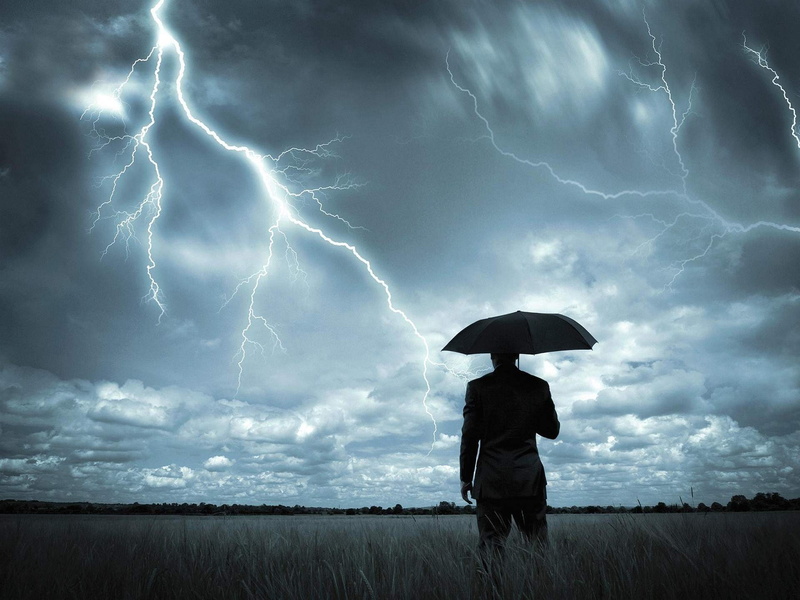 1080P, warning sign, sky, rain amazing pictures, lightning, protection, overcast, umbrella, nature, outdoors, cloud - sky, one person, meteorology, ominous