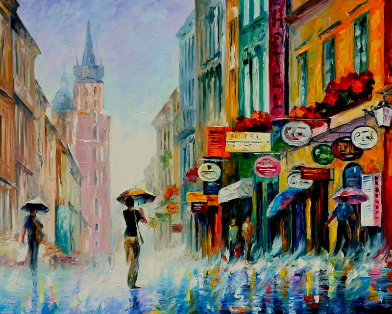 painted Image, europe, urban Scene, old, walking, real people, signs, multi Colored, creativity, illustration, street, building Exterior, painting, city