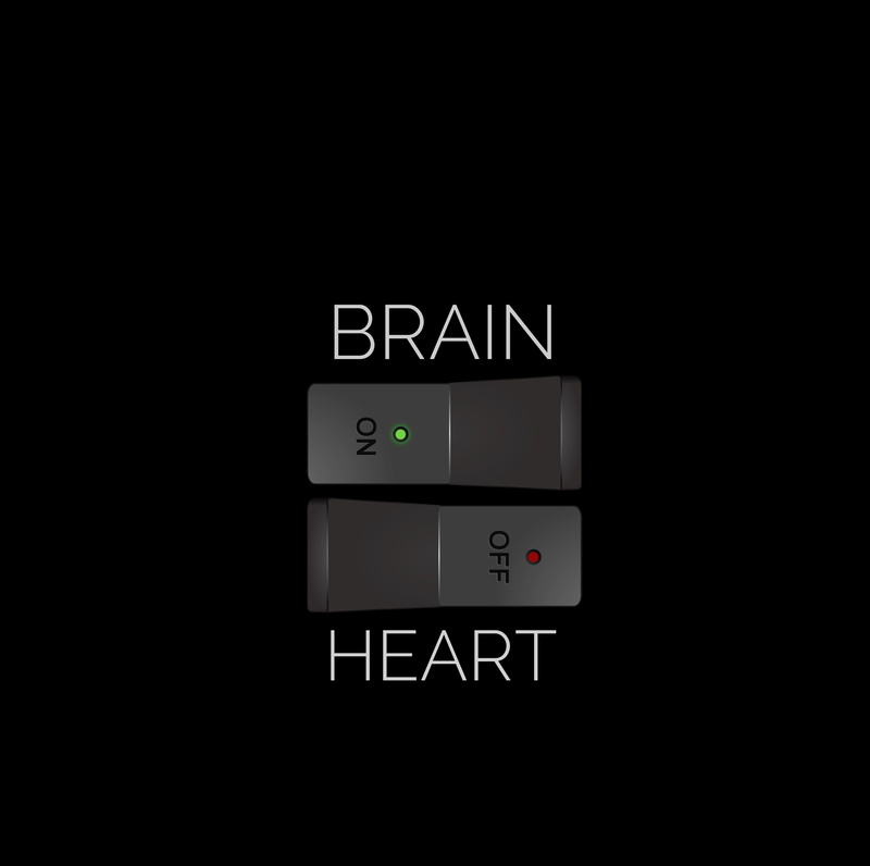 inscription, 4K, heart, brain, off, on