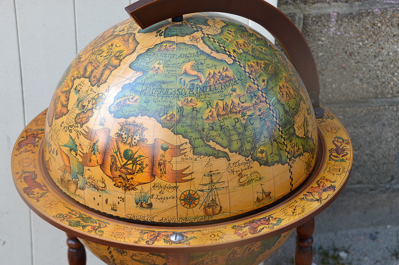 globe, world globe bar, spirituality, antique, 5K, wall - building feature, day, planet, design, world map, map, belief, craft, art and craft, indoors