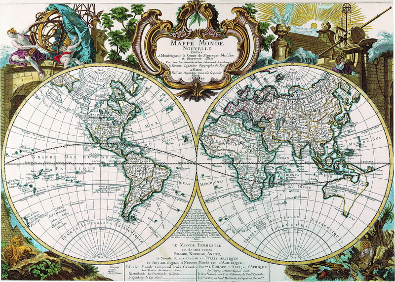 map, monde, 1080P, hemisphere, 1744, mapple, antiquity