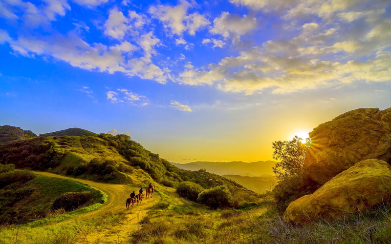 topanga, continues, nature and landscapes, journey, sunrise, clouds, mountains, 2K, people