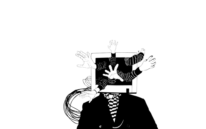 hands, black, hd, monitor, white, suit, 1080P, jacket, abstract, illustration, bw, digital/artwork