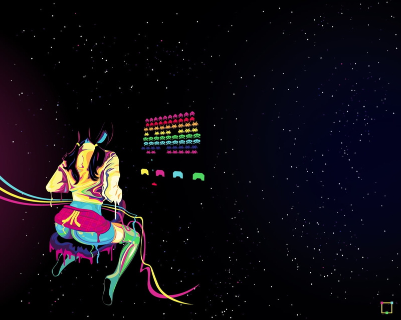 lamp, 720P, games, neon lamp, art, hd, neon, invaders, aircraft, space, retro, x, Space Invaders