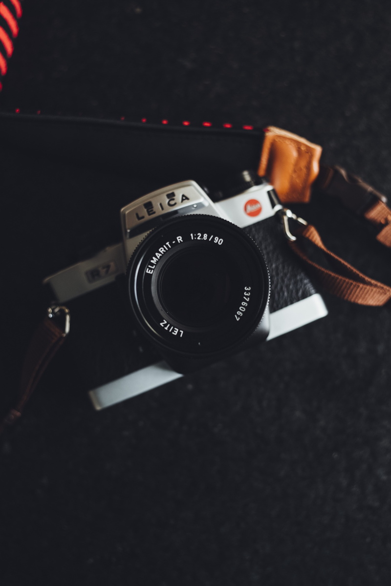 high angle view, black color, vintage, still life, digital camera, top, sling, photography themes, arts culture and entertainment, brown, slr camera, black
