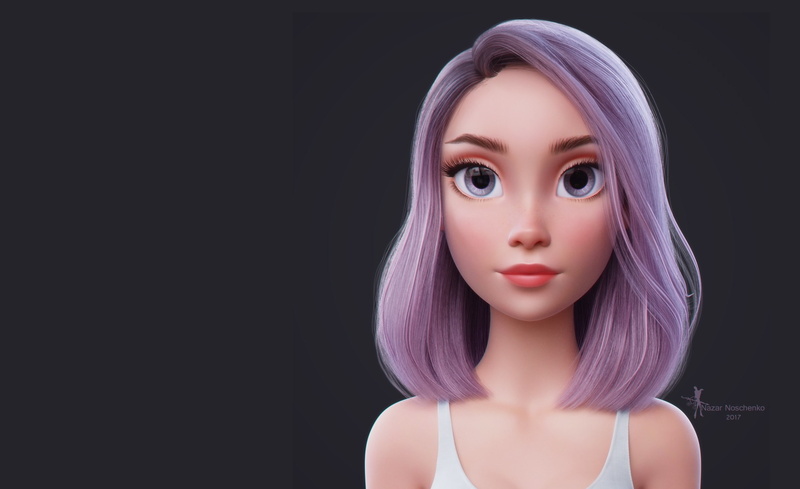 girl, Nazar Noschenko, art, Blender Hair Tutorial, portrait, 2K