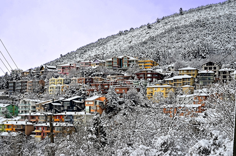 built structure, environmental, blue, bursa view, winter season, day, turkey, winter, no people, february, cold, mountain, nature, white, natural turkey