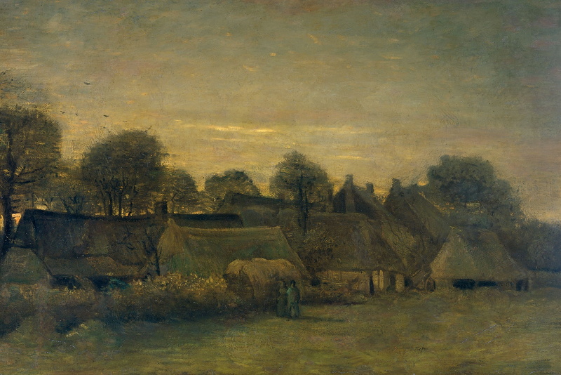oil, house, 1080P, Vincent van Gogh, The Village In The Evening, picture
