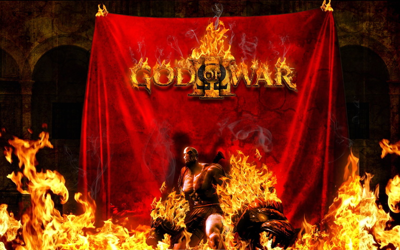 war, video, hd, flames, art, Kratos, hatred, God of War, games, 2K, god