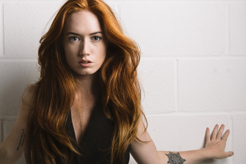 1080P, young adult, contemplation, teenager, long hair, women, looking at camera, front view, redhead, wall - building feature, hairstyle, young women