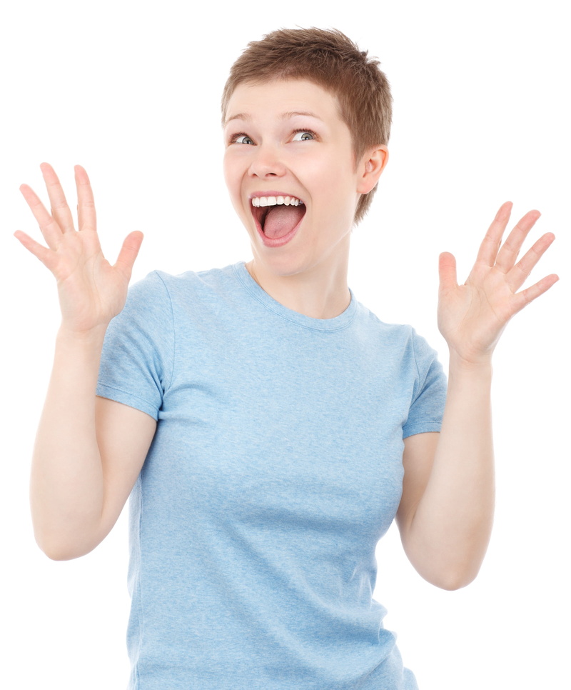 white, woman, smiling, background, waist up, casual clothing, shirt, model, smile, cute, arms raised, fashion, 2K, people, mouth, joy, white background