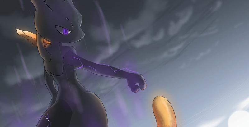 gray, one person, nature, purple, human body part, day, lifestyles, motion, Pokken Tournament, Shadow Mewtwo (Pokemon), low angle view, sky, Pokémon, adult