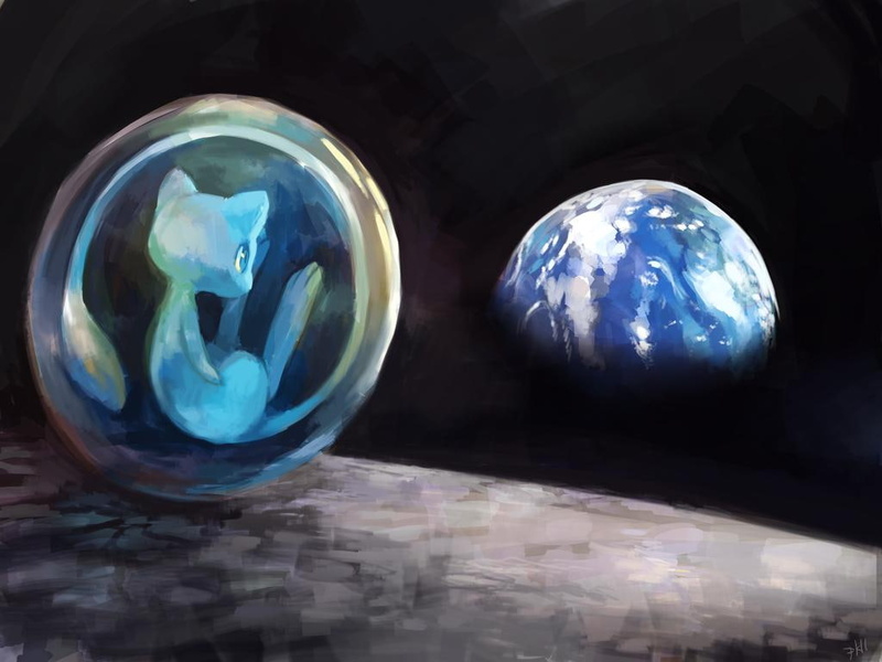 Mew, Space, 480P, art, hd, anime, pokemon