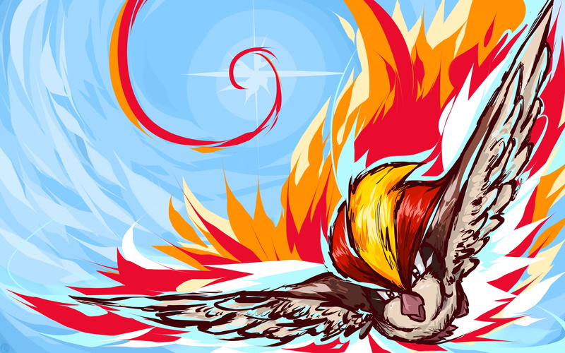 pidgeot, outdoors, design, craft, day, blue, Pokémon, backgrounds, 720P, pattern, drawing - art product, low angle view, representation, art and craft