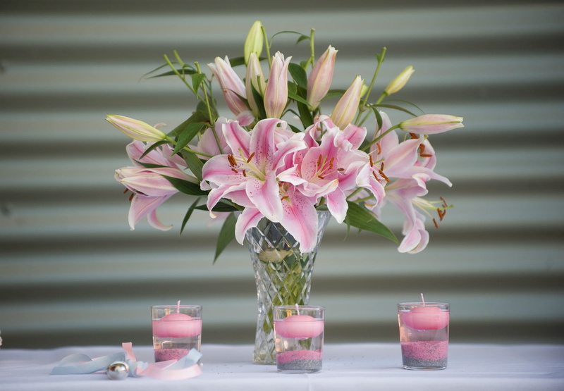 pink flowers, flowers, plant, freshness, 1080P, bouquet, lillies, flower pot, inflorescence, floral, petaled, flower, flower head, lily, holders, softness