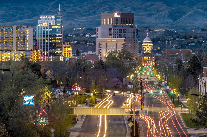 modern, skyscraper, rise, aerial, famous Place, light trail, long exposure, city view, architecture, dusk, road, concrete, city, gray, buildings, urban Scene