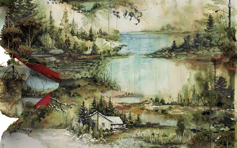 tranquility, no people, scenics - nature, landscape, lake, waterfront, digital composite, outdoors, Traditional Artwork, growth, tranquil scene, idyllic