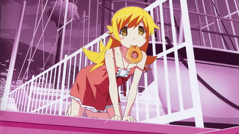 outdoors, anime girls, lifestyles, mask, front view, disguise, Monogatari Series, art and craft, craft, day, purple, blonde, representation, creativity