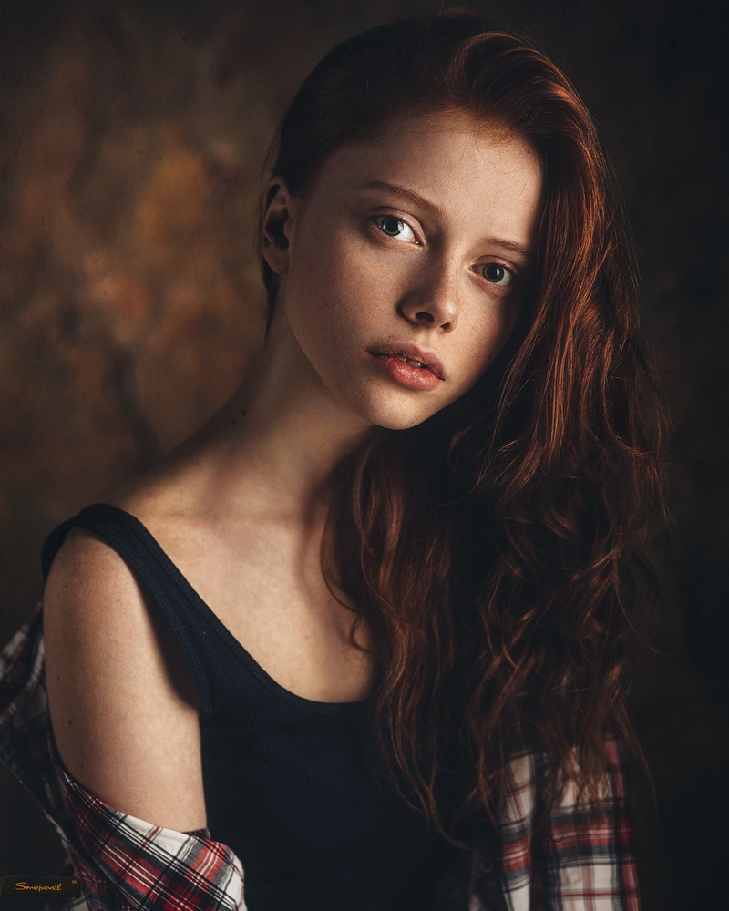 long hair, headshot, young women, redhead, necks, depression - sadness, Ekaterina Yasnogorodskaya, face, portrait, hair, beauty, dark, adult, beautiful people