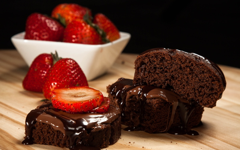 chocolate, cake, 2K, sweets, strawberry
